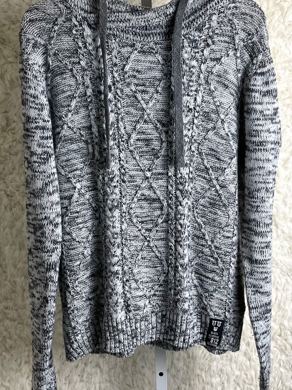 DARK BLACK BRAND WOMEN'S GRAY/BLACK HOODIE SWEATER~SIZE LARGE TALL! - Picture 9 of 9